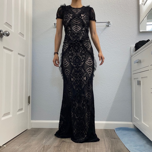 BCBGMAXAZRIA Black Lace Dress w Ruffles - Picture 12 of 16